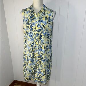 Tommy Hilfiger Blue and Yellow Sleeveless Polo Collar Sundress